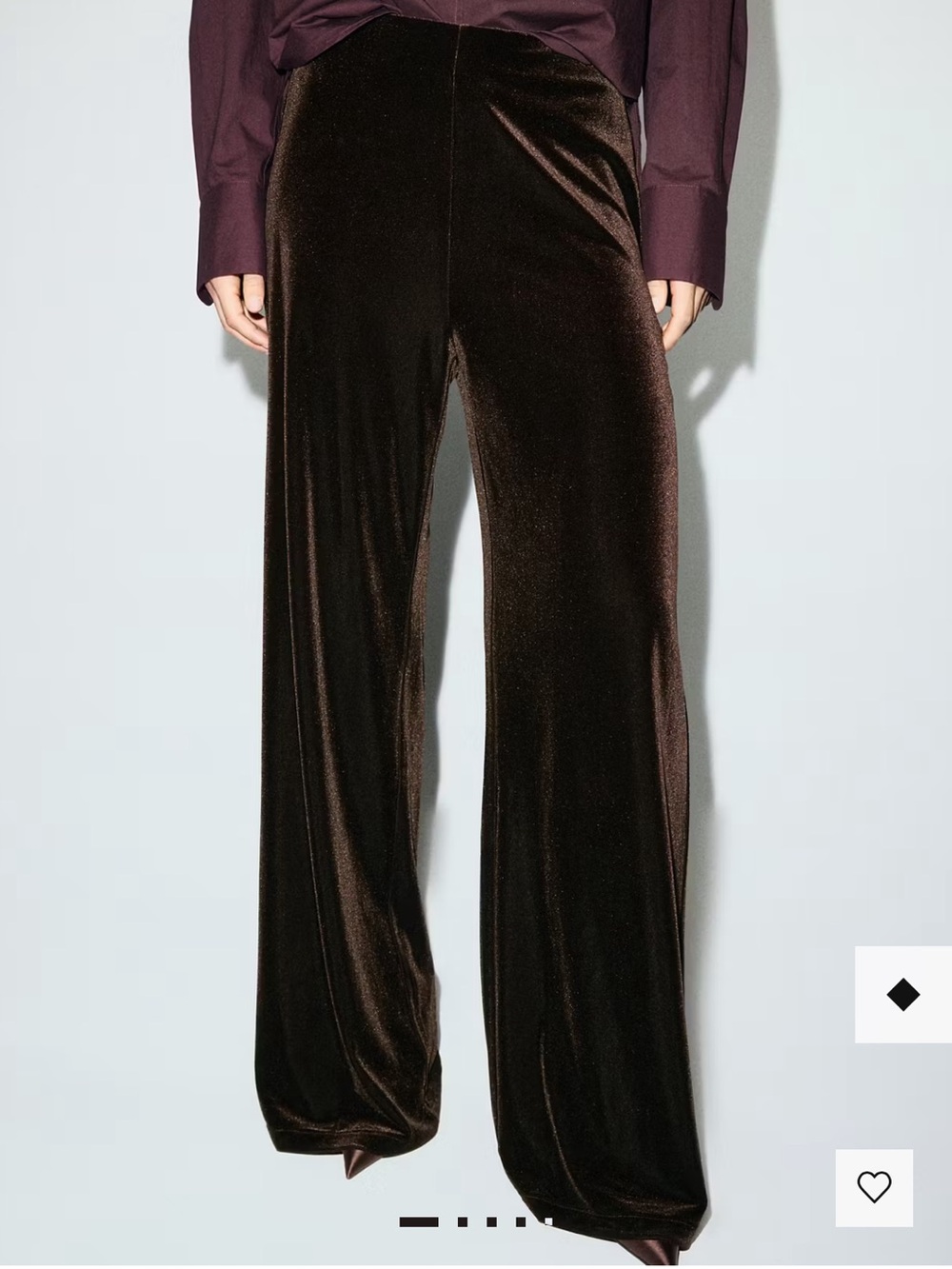Mango Wide-Leg Velvet Pants in Dark Brown VELVET WIDE LEG TROUSERS 7806